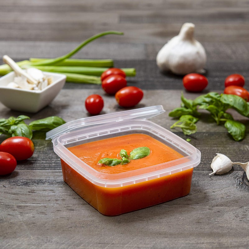 NYHI 8 oz 20 Pack Square Clear Deli Containers with Lids Disposable BPA Free Square Plastic Food Storage Containers with Lids Airtight for Meal Prep Take Out Kitchen - Image 3